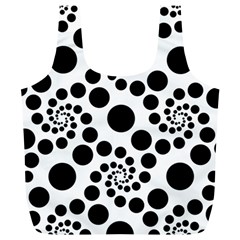 Dot Dots Round Black And White Full Print Recycle Bag (xl) by Pakrebo