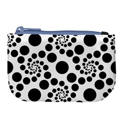 Dot Dots Round Black And White Large Coin Purse by Pakrebo