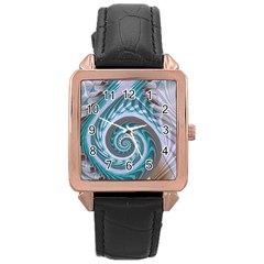 Spiral Fractal Swirl Whirlpool Rose Gold Leather Watch  by Pakrebo