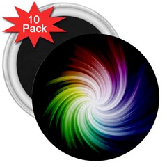 Rainbow Swirl Twirl 3  Magnets (10 Pack)  by Pakrebo