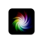 Rainbow Swirl Twirl Rubber Coaster (Square)  Front