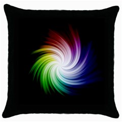 Rainbow Swirl Twirl Throw Pillow Case (black) by Pakrebo