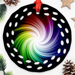 Rainbow Swirl Twirl Round Filigree Ornament (two Sides) by Pakrebo