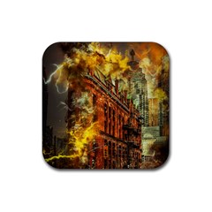 Flat Iron Building Architecture Rubber Coaster (square)  by Pakrebo