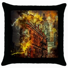 Flat Iron Building Architecture Throw Pillow Case (black) by Pakrebo