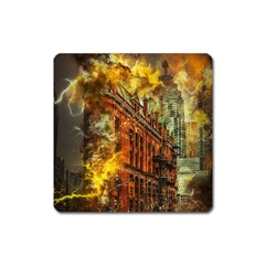 Flat Iron Building Architecture Square Magnet by Pakrebo