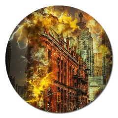 Flat Iron Building Architecture Magnet 5  (round) by Pakrebo