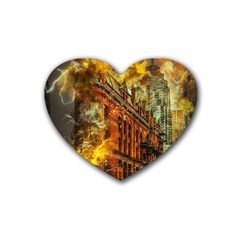 Flat Iron Building Architecture Rubber Coaster (heart)  by Pakrebo