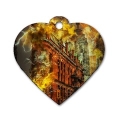 Flat Iron Building Architecture Dog Tag Heart (two Sides) by Pakrebo