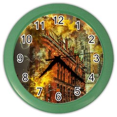 Flat Iron Building Architecture Color Wall Clock by Pakrebo