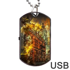 Flat Iron Building Architecture Dog Tag Usb Flash (one Side) by Pakrebo