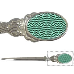 Chevron Pattern Black Mint Green Letter Opener by Pakrebo