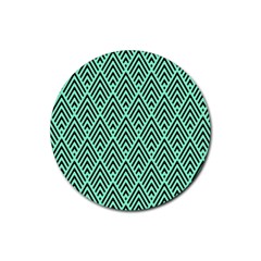 Chevron Pattern Black Mint Green Rubber Coaster (round)  by Pakrebo