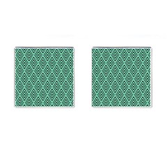 Chevron Pattern Black Mint Green Cufflinks (square) by Pakrebo