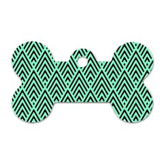 Chevron Pattern Black Mint Green Dog Tag Bone (one Side) by Pakrebo