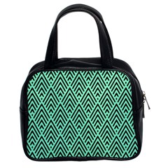 Chevron Pattern Black Mint Green Classic Handbag (two Sides) by Pakrebo