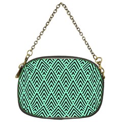 Chevron Pattern Black Mint Green Chain Purse (one Side) by Pakrebo