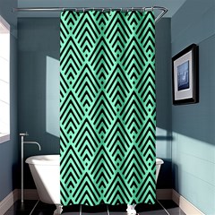 Chevron Pattern Black Mint Green Shower Curtain 36  X 72  (stall)  by Pakrebo