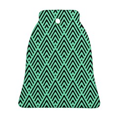 Chevron Pattern Black Mint Green Bell Ornament (two Sides) by Pakrebo