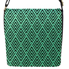 Chevron Pattern Black Mint Green Flap Closure Messenger Bag (s) by Pakrebo