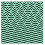 Chevron Pattern Black Mint Green Large Satin Scarf (Square) Front