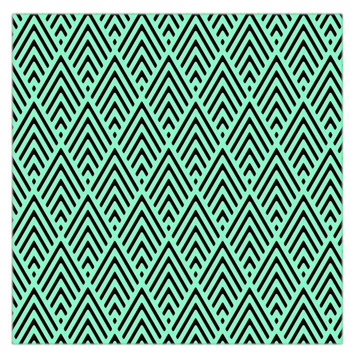 Chevron Pattern Black Mint Green Large Satin Scarf (Square)