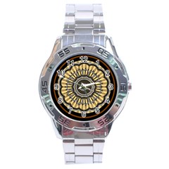 Mandala Pattern Round Ethnic Stainless Steel Analogue Watch by Pakrebo