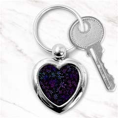 Retro Flower Pattern Design Batik Key Chains (heart)  by Pakrebo