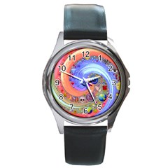 Swirl Vortex Emoji Cyclone Motion Round Metal Watch by Pakrebo