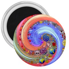 Swirl Vortex Emoji Cyclone Motion 3  Magnets by Pakrebo