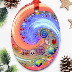 Swirl Vortex Emoji Cyclone Motion Ornament (oval) by Pakrebo