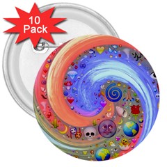 Swirl Vortex Emoji Cyclone Motion 3  Buttons (10 Pack)  by Pakrebo