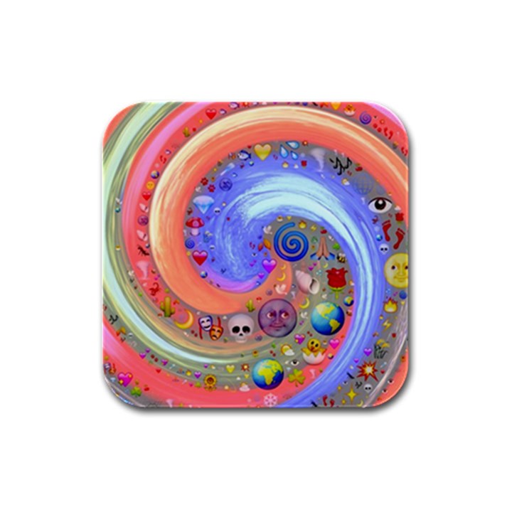 Swirl Vortex Emoji Cyclone Motion Rubber Square Coaster (4 pack) 