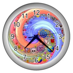 Swirl Vortex Emoji Cyclone Motion Wall Clock (silver) by Pakrebo