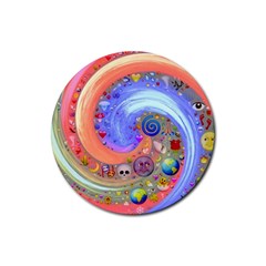 Swirl Vortex Emoji Cyclone Motion Rubber Round Coaster (4 Pack)  by Pakrebo