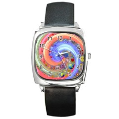 Swirl Vortex Emoji Cyclone Motion Square Metal Watch by Pakrebo