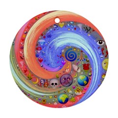 Swirl Vortex Emoji Cyclone Motion Round Ornament (two Sides) by Pakrebo