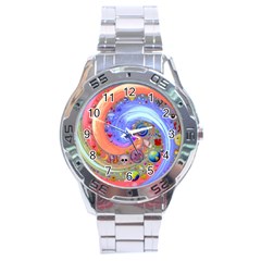 Swirl Vortex Emoji Cyclone Motion Stainless Steel Analogue Watch by Pakrebo