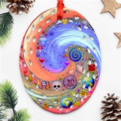 Swirl Vortex Emoji Cyclone Motion Ornament (oval Filigree) by Pakrebo