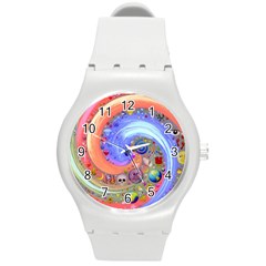 Swirl Vortex Emoji Cyclone Motion Round Plastic Sport Watch (m) by Pakrebo