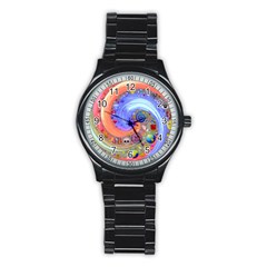 Swirl Vortex Emoji Cyclone Motion Stainless Steel Round Watch by Pakrebo