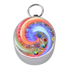 Swirl Vortex Emoji Cyclone Motion Mini Silver Compasses by Pakrebo