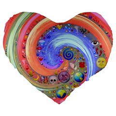 Swirl Vortex Emoji Cyclone Motion Large 19  Premium Flano Heart Shape Cushions by Pakrebo