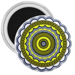 Mandala Pattern Round Ethnic 3  Magnets by Pakrebo