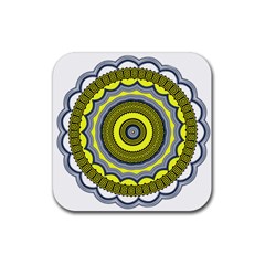 Mandala Pattern Round Ethnic Rubber Coaster (square)  by Pakrebo