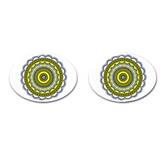 Mandala Pattern Round Ethnic Cufflinks (oval) by Pakrebo