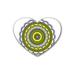 Mandala Pattern Round Ethnic Rubber Coaster (heart)  by Pakrebo