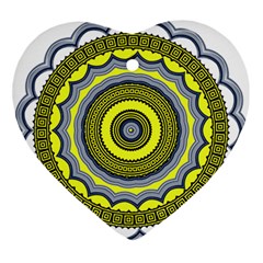 Mandala Pattern Round Ethnic Heart Ornament (two Sides) by Pakrebo