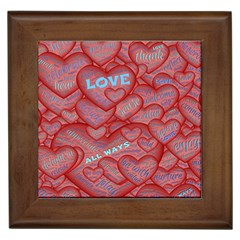 Love Hearts Valentine Red Symbol Framed Tiles by Pakrebo