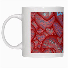 Love Hearts Valentine Red Symbol White Mugs by Pakrebo